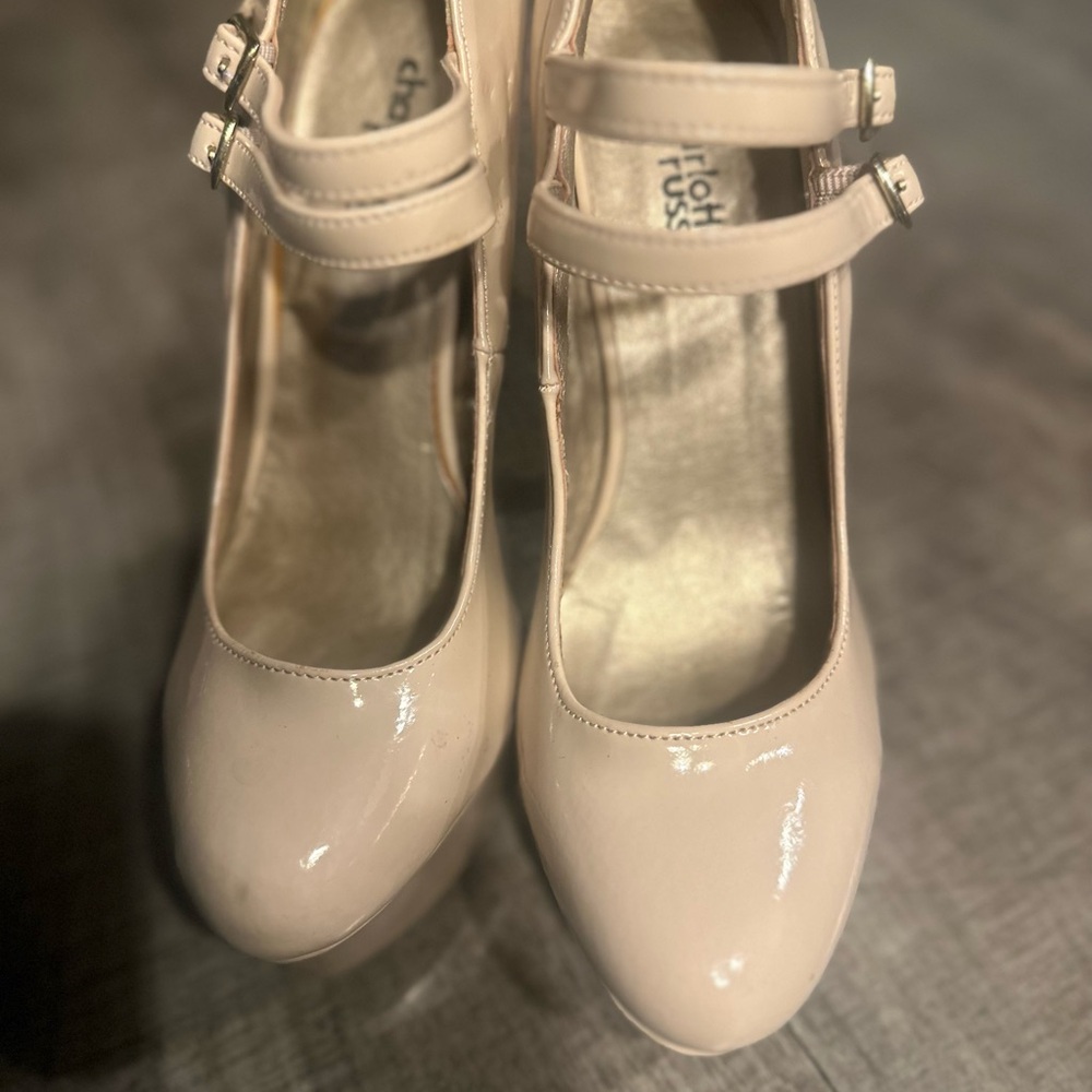 Charlotte Russe new without box nude platform heels with double straps